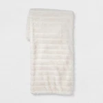 Textured Faux Fur Reversible Throw Blanket Cream - Threshold. Fixed Price $13.99.