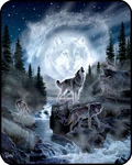 79X96 Queen Size Wolf Pack Night Wolves And Moon Mink Blanket Super Plush Fleece. Fixed Price $64.99.