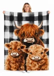 Highland Cow Flannel Blanket Cute Scottish Checkered Throw Gift. Fixed Price $20.18.