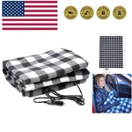 Essential Portable Heated Blanket For Car, Suv & Rv - Black Plaid Design. Fixed Price $47.99.