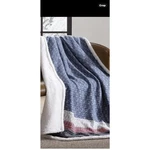 Eddie Bauer Fair Isle Blue & Burgundy Sherpa Reverse 50X70 Throw Blanket - New. Fixed Price $38.00.