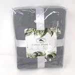 Tommy Bahama Relax Island Grey Cotton Blanket Queen Herringbone Textured New. Fixed Price $49.99.
