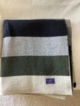Large Wool Pendleton Striped Blanket Black Gray Tan 88 In X 78 Pioneer. Fixed Price $100.00.