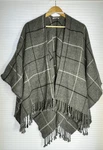 Abercrombie & Fitch Open Poncho Shawl Blanket Wrap Gray Tartan Plaid Fringed. Fixed Price $34.99.