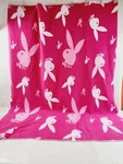 Playboy Classic Bunny Rabbit Heads Dark Pink Plush Fleece Blanket 50" X 60". Fixed Price $100.56.