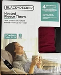 Black+decker Heated Throw Blanket, 50" X 60", Fleece, 4 Settings, 3HR Timer. Fixed Price $24.95.