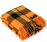 Org / Blk - Wool Tartan Throw Blanket. Fixed Price $110.00.