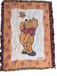 Vintage Disney Winnie The Pooh Woven Blanket Tapestry Throw Wall Decor 33X45. Fixed Price $32.99.