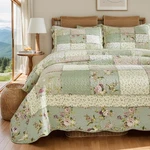 Brandream King Size Set Cotton Patchwork Green Rose Floral Quilted. Fixed Price $200.79.