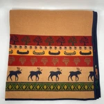 Vtg Pendleton Wool Blanket Reversible Moose Canoe Cabin Throw Bedspread 68"X 82". Fixed Price $125.00.