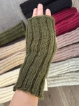 100% Wool Hand Knit Fingerless Gloves: Solid Colors, Warmers. Women. Fixed Price $24.00.