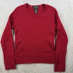 Lauren Ralph Sweater Womens Small Red Cable Chunky Knit Stretch Pullover. Fixed Price $29.95.