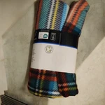 Mainstays Fleece Throw Blanket 50"X 60" Blue Plaid Multicolored Striped. Fixed Price $9.99.