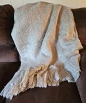 Anthropologie Solid Gray Wool Blend Fringed Edge Throw Blanket 50X60 Cozy Comfy. Fixed Price $40.00.