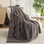 Am Lie Home Luxury Striped Faux Fur Throw Blanket For Couch, Embossed Split. Fixed Price $36.14.