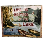Life Is Better At The Lake Conroe Afghan Throw Simplyhome 50X60 Woven Usa. Fixed Price $49.98.
