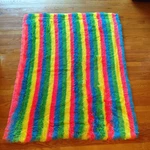 Gonaap Fuzzy Faux Fur Throw Blanket Rainbow Striped (50"X62"). Fixed Price $45.00.