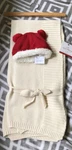 Queenwest Trading Co. For Kids Combo Knit Throw Blanket And Red Fleece Baby Hat. Fixed Price $38.00.