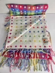 Foxford Baby Care 100% Lambswool Polka Dot Blanket Made Ireland 44 X30 Fringe. Fixed Price $44.99.
