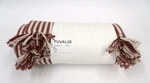 New Ikea Tuvalie Fringed Throw Blanket Cotton Cream Maroon Striped 120 X 180 Cm. Fixed Price $39.95.