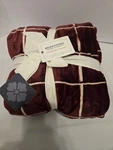 Berkshire Oversized Throw, Crimson Colored With White Stripes, 60IN X 70IN. Fixed Price $25.00.
