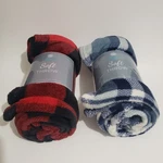 2 Comfort Bay Soft Black/red & White Blue Plaid Fleece Throw/blanket 50" 60".. Fixed Price $22.00.