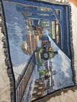 Christmas Train Station Tapestry Throw Blanket 60"X44" Ivorydale Northwest. Fixed Price $21.99.
