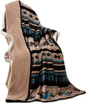 Nu Trendz Signature Southwest Design Sherpa Lined Throw Blanket 50"X 60", Tan. Fixed Price $51.13.