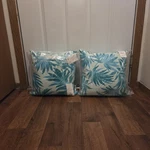 Sonoma Palm Leaves Outdoor Pillows Blue Green 17" X Accent Throw Set Of 2. Fixed Price $22.49.
