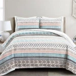 Brand New Lush Decor 3PC Hygge Geo Reversible Cotton Quilt & Sham Set - Queen. Fixed Price $64.99.