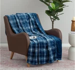 Berkshire Oversized Heated Throw With Auto Shut Off, 60"X70", Plaid Navy. Fixed Price $42.99.