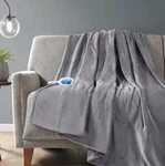 Beautyrest Microlight Grey Reversible Luxury Heated Throw 60" 70". Fixed Price $49.00.