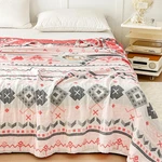 Meju Boho Indian Pink Gray Stripes Checks Muslin All Season Reversible Blanket. Fixed Price $79.18.
