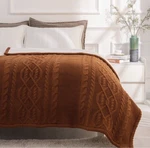 Recyco Acrylic Cable Knit Sherpa Throw Blanket For Couch Burnt Orange 50" X 60". Fixed Price $16.14.