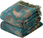 Msgkv Boho Throw 100% Cotton Blankets For 60" X 80", A-teal Blue Bird. Fixed Price $52.57.