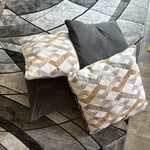 Modern Geometric Square Throw Pillows, Set Of 4, Gray Beige Gold Black Zip. Fixed Price $21.93.