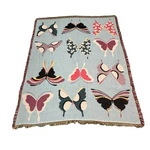 Vera Bradley Butterfly Throw Blanket Woven Fringe Blue Pink Floral 70X50. Fixed Price $27.99.