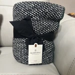 Hearth & Hand With Magnolia Black Woven Stitched Edge Throw Blanket 60X50. Fixed Price $29.99.