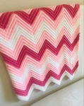 Pink Zig Zag Afghan Chair Throw Granny Blanket Vtg 70S Hand Knit Crochet. Fixed Price $40.00.
