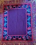 Vtg. Blue Bird Baby Blanket Knitwear Fringe Red White Acrylic Japan 52 43". Fixed Price $16.99.