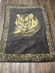 Orion Biederlack Fleece Blanket Reversible Tiger Profile & Print 57 X 76 Usa. Fixed Price $40.00.