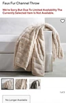 Pottery Barn Faux Fur Channel Throw. Fixed Price $179.00.