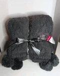 Peace Love World Oversized Mega Luxe Throw Blanket Pom Detail Gray 60X70. Fixed Price $74.99.