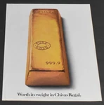 1983 Print Ad Worth Its Weight Chivas Regal Pure Gold 999.9 Bar Smooth Art. Fixed Price $10.98.