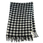 Mackenzie Childs Houndstooth Throw Blanket Fringe Black Ivory 51"X67" Classic. Fixed Price $78.98.