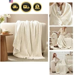 Knit Throw Blanket, Soft Chenille Cozy Breathable Chevron Chunky Decorative B.... Fixed Price $59.99.