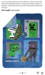 Nwt Minecraft 46"X60" Jay Franco Official Icons Plush Super Soft Throw. Fixed Price $9.00.