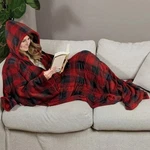 Ella Jayne Wearable Weighted Snuggle Blanket Black Red Check Soft Plush. Fixed Price $44.00.
