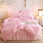 Fluffy Pink Comforter Cover King Set, Soft Fuzzy Furry Bedding 3 Pie.... Fixed Price $77.42.