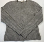 Northcrest Lambswool Gray Ribbed Cable Knit V-neck L/s Sweater Size L.. Fixed Price $22.00.